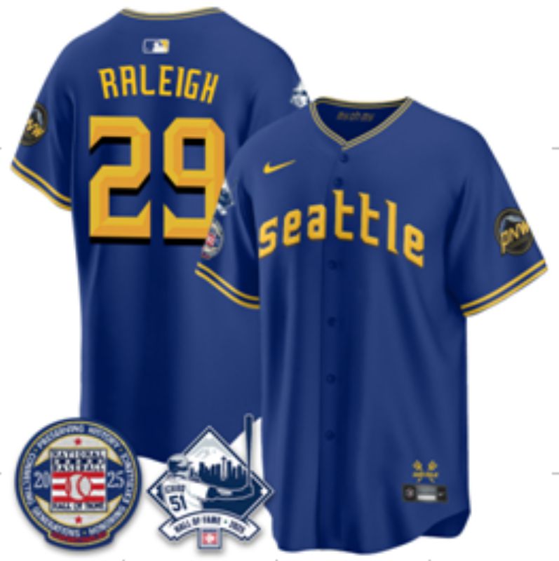 Men 2025 Seattle Mariners #29 Raleigh Blue City Edition Nike MLB Jersey 52->seattle mariners->MLB Jersey